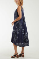 Mandala Relaxed Fit Sleeveless Midi Dress Dresses WearAll