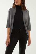Fine Knit 3/4 Batwing Cardigan Cardigans WearAll Grey One Size