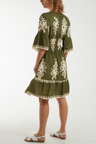 Shirred Bodice Printed Mini Dress Dresses WearAll