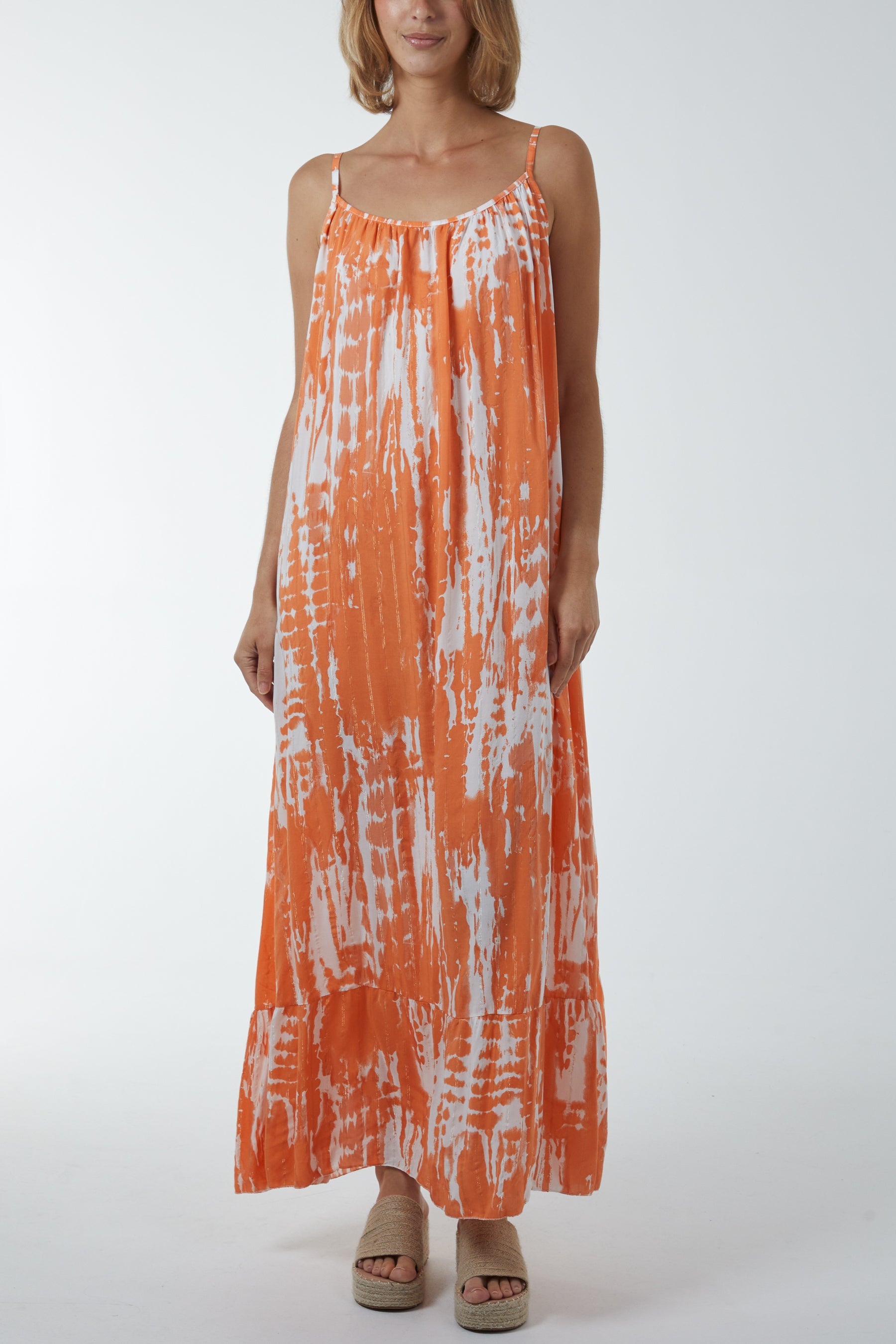 Tie Dye Cami Maxi Dress Dresses WearAll Orange One Size