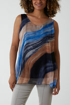 Sleeveless Marble Tied Back Top Tops WearAll Black One Size