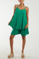 Cami Top And Shorts Co-Ord Set Co-Ords WearAll Jade One Size