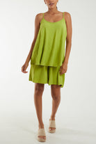 Cami Top And Shorts Co-Ord Set Co-Ords WearAll Lime One Size