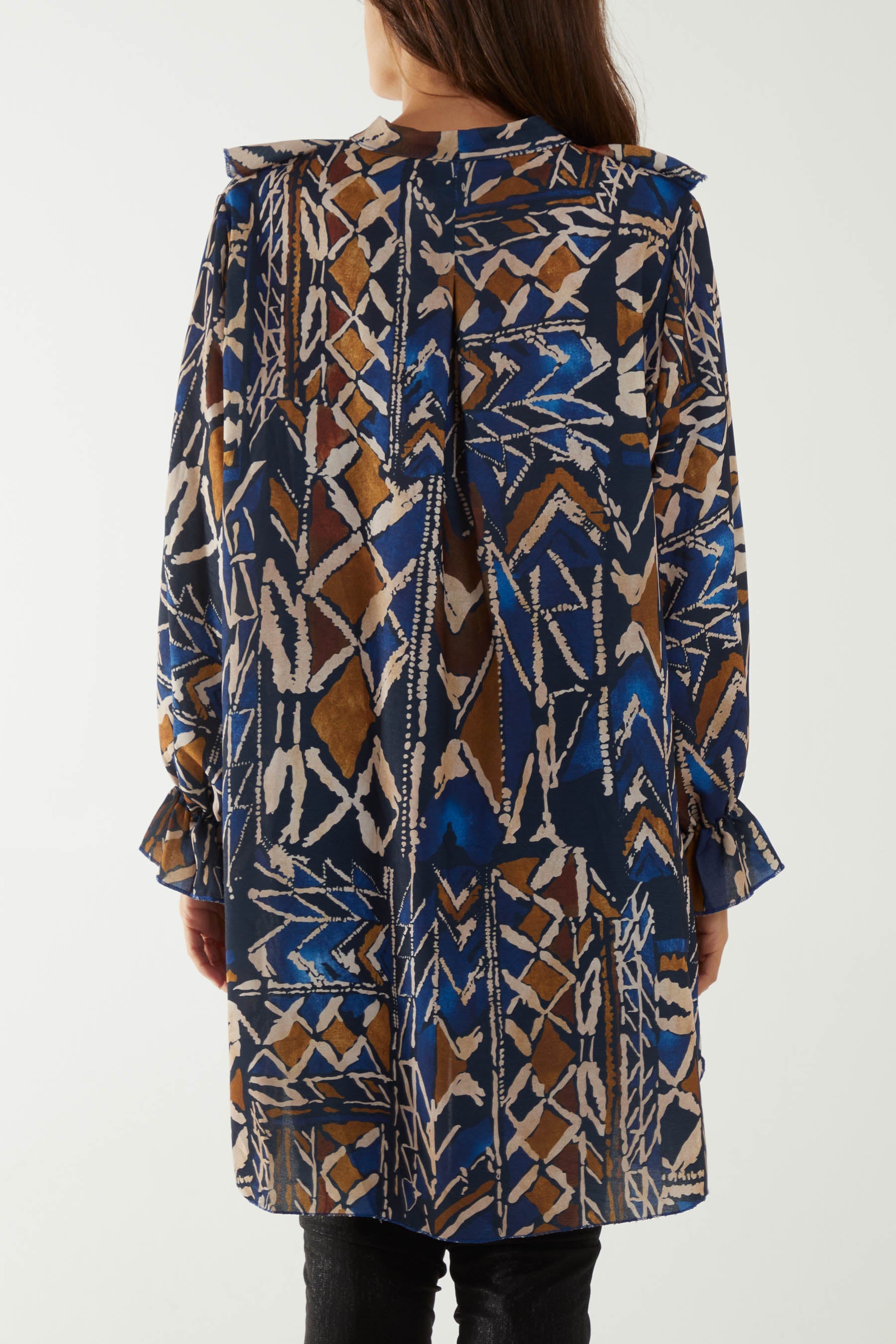 Tribal Print Ruffle Blouse Dresses WearAll
