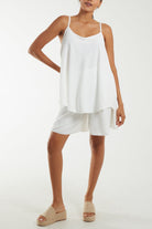 Cami Top And Shorts Co-Ord Set Co-Ords WearAll White One Size