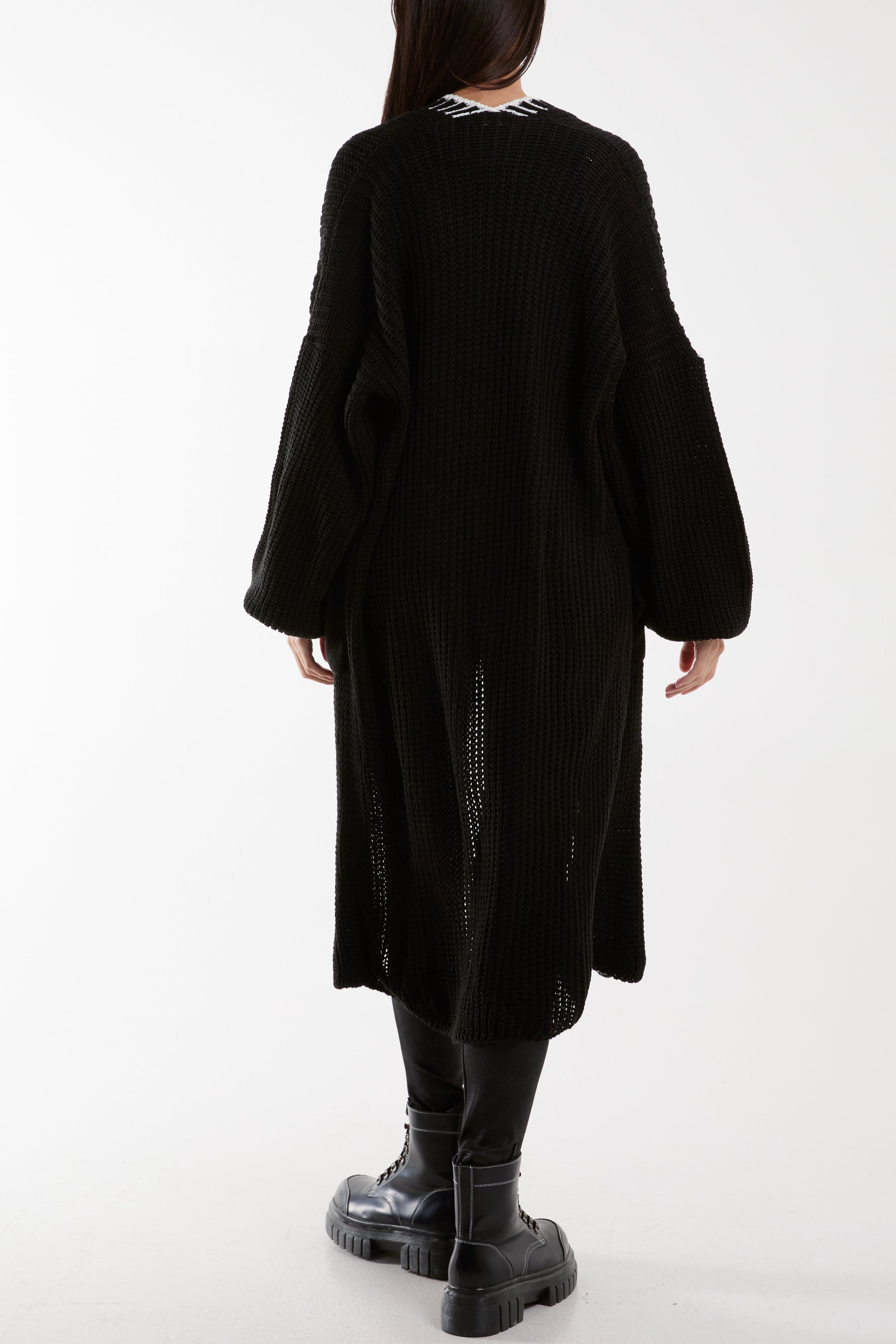 Blanket Stitch Hem Longline Cardigan Cardigans WearAll