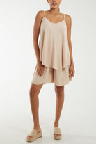 Cami Top And Shorts Co-Ord Set Co-Ords WearAll Stone One Size