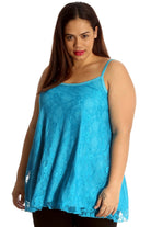 Lace Chiffon Sheer Lined Swing Vest Tops WearAll Turquoise 12-14