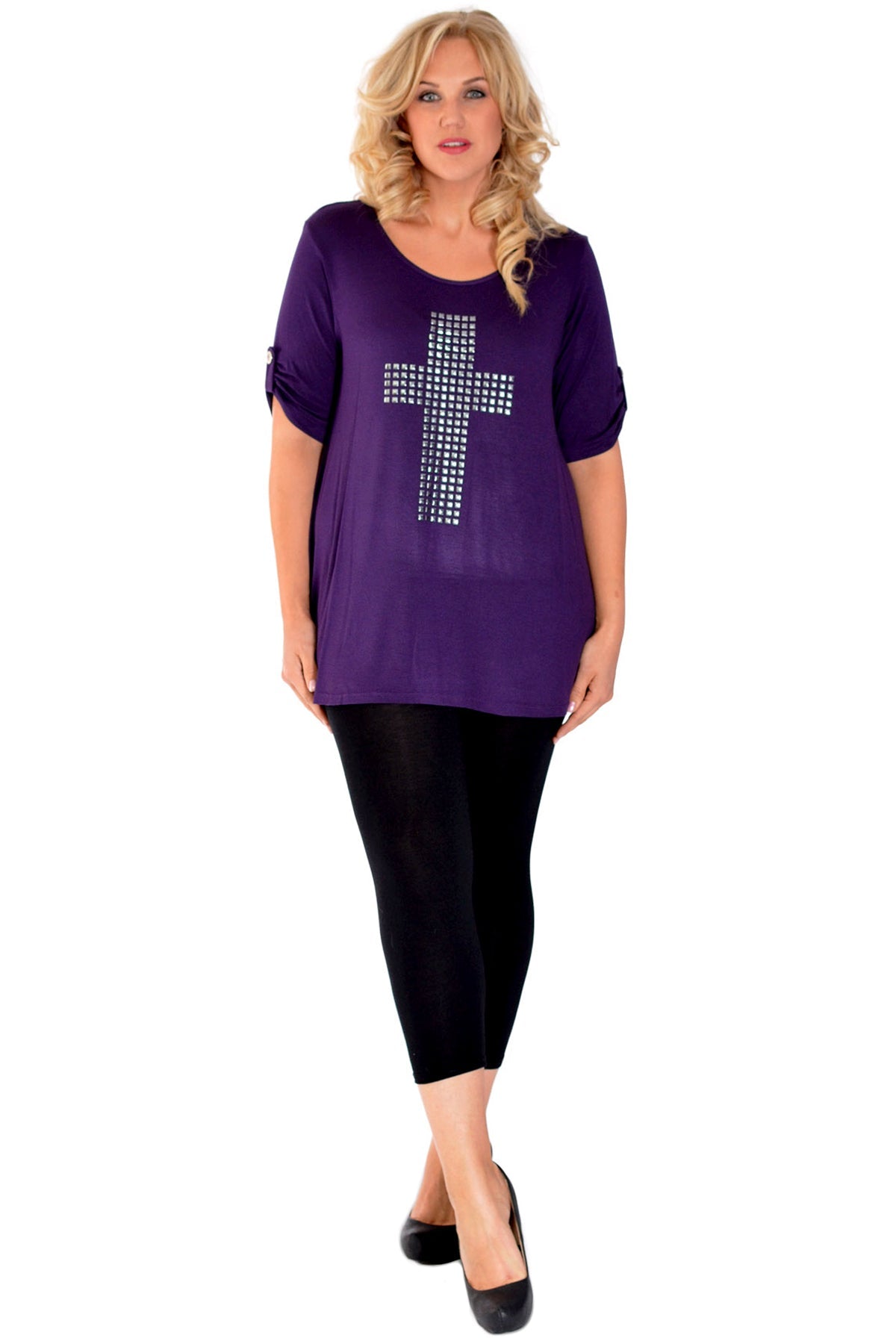 Cross Stud Short Sleeve Tunic Top Tops WearAll