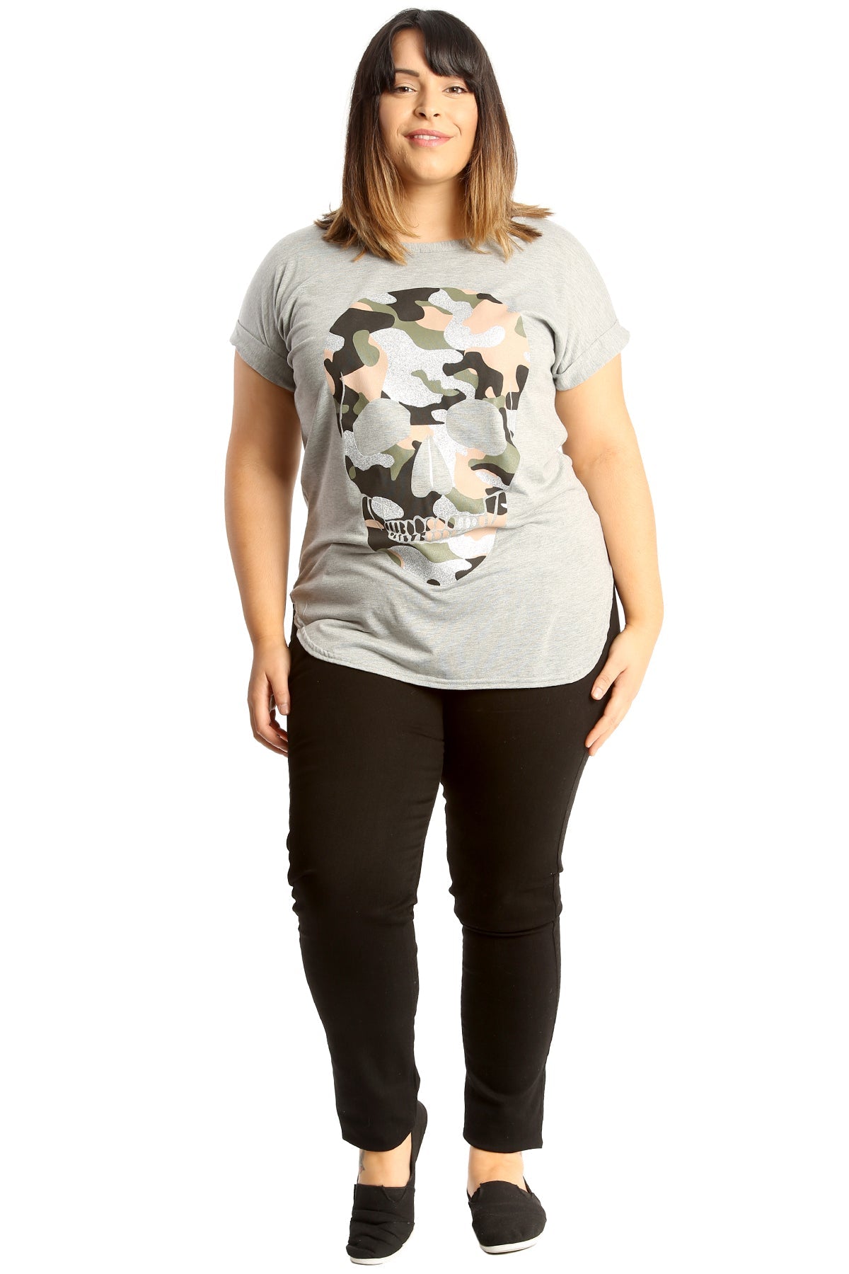 Glitter Skull Print Top Tops WearAll