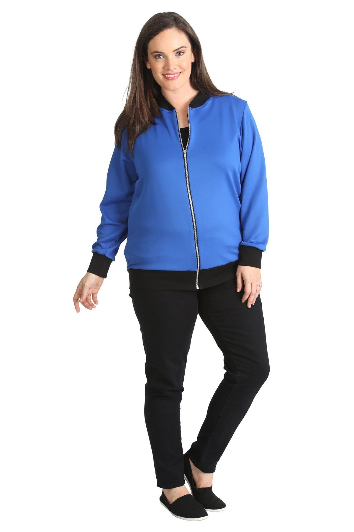 Plain Bomber Jacket Sleeve Top Jacket WearAll