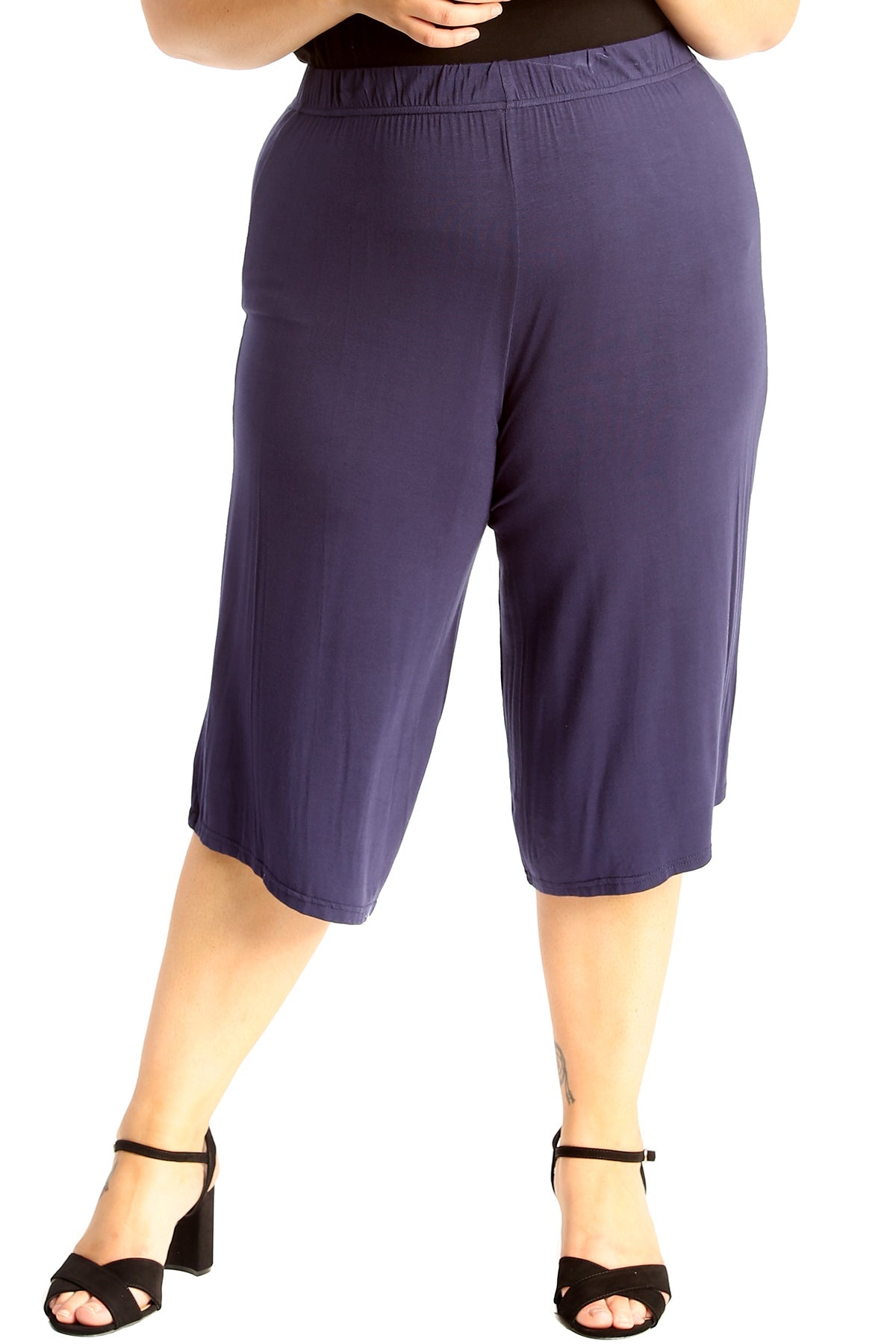 Plus Size Plain Viscose Culottes Shorts WearAll