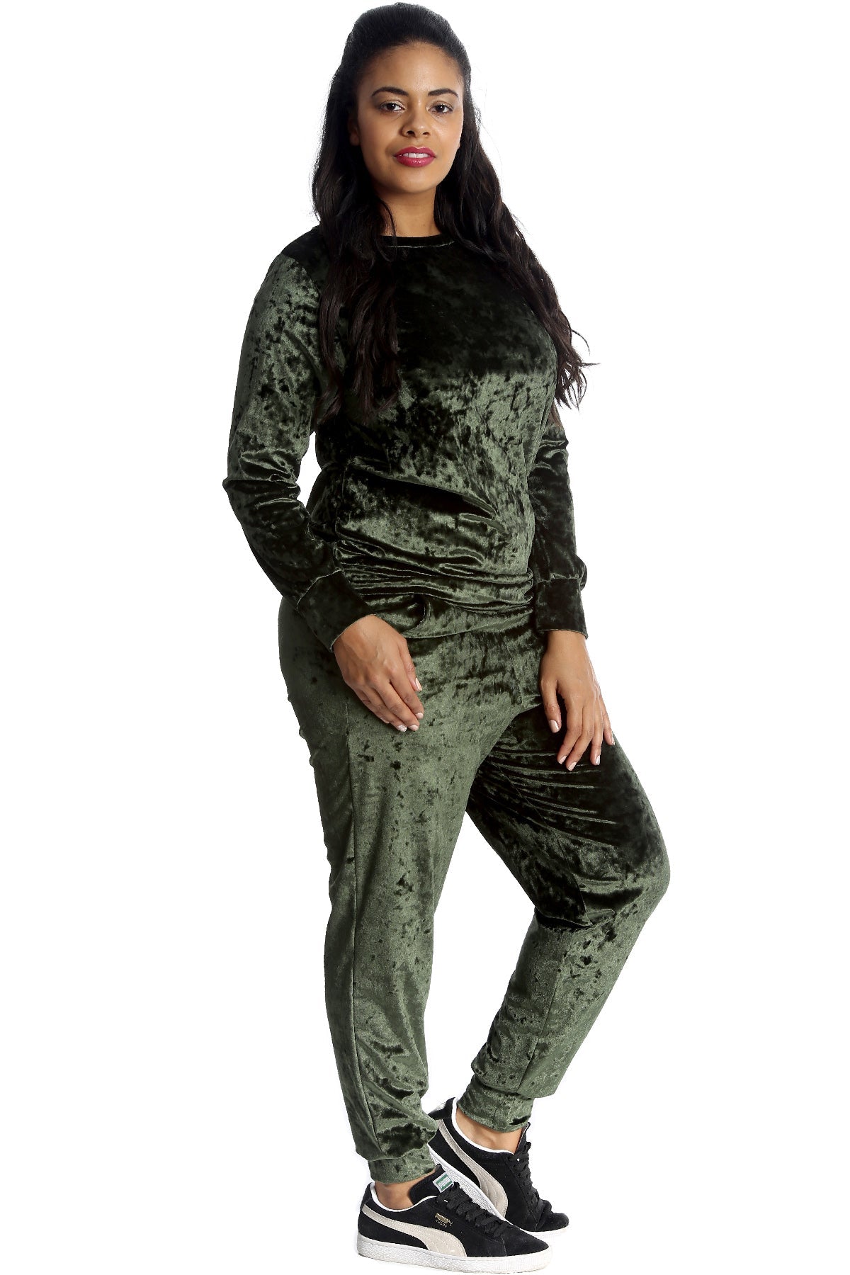 Velour Loungewear Set Co-ord Suit Loungewear WearAll Green 14