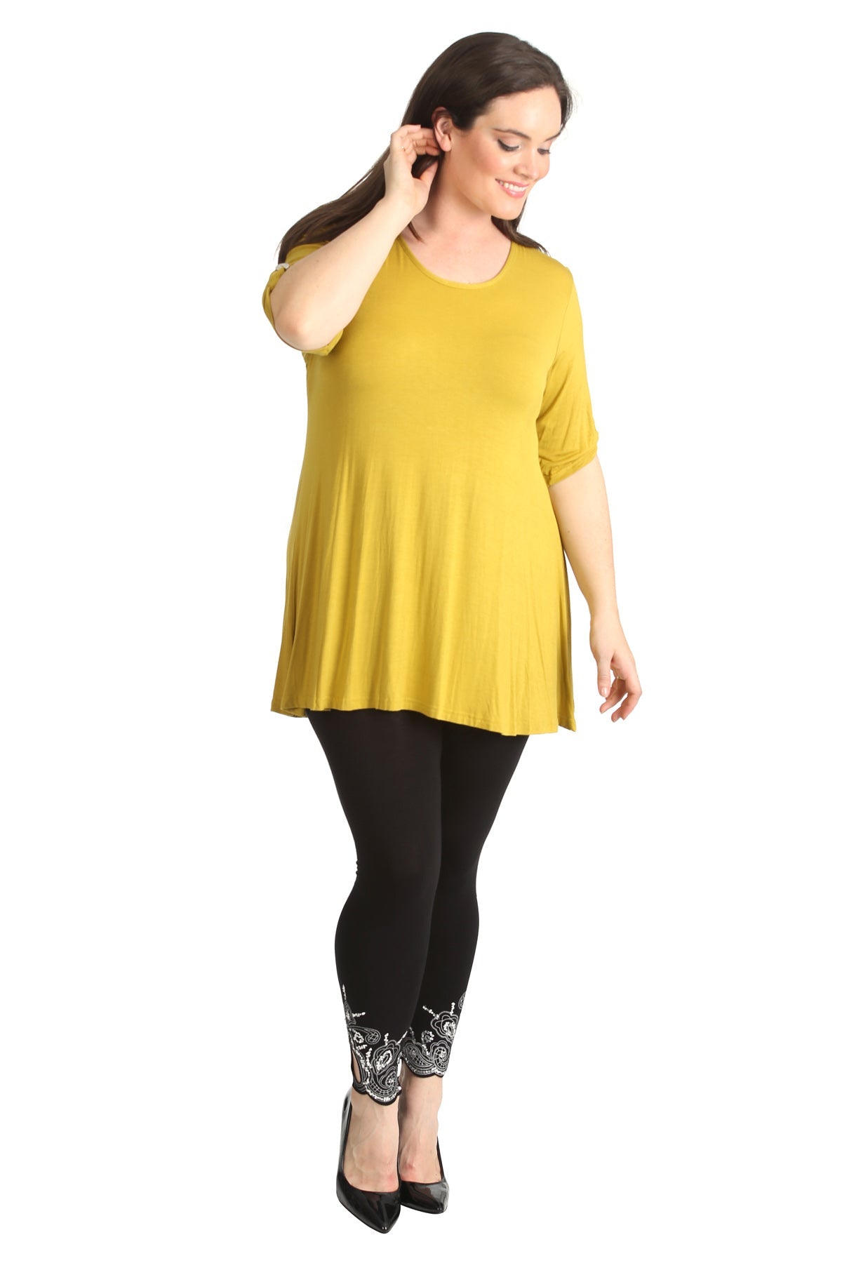 Scoop Neck Flared Ladies Plain Top Tops WearAll