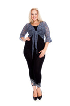 Plus SIze Sequin Lace Tie Up 3/4 Bell Crochet Top Tops WearAll