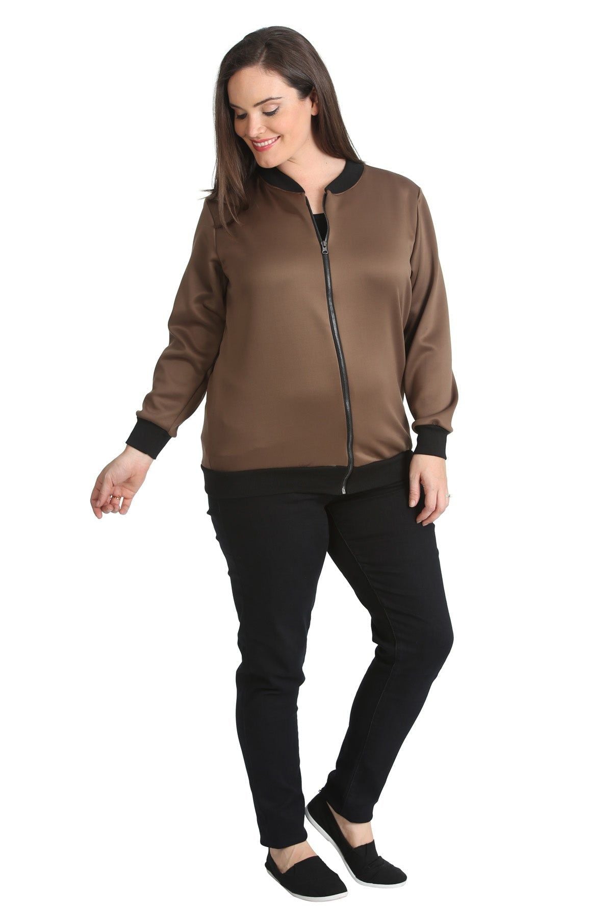 Plain Bomber Jacket Sleeve Top Jacket WearAll