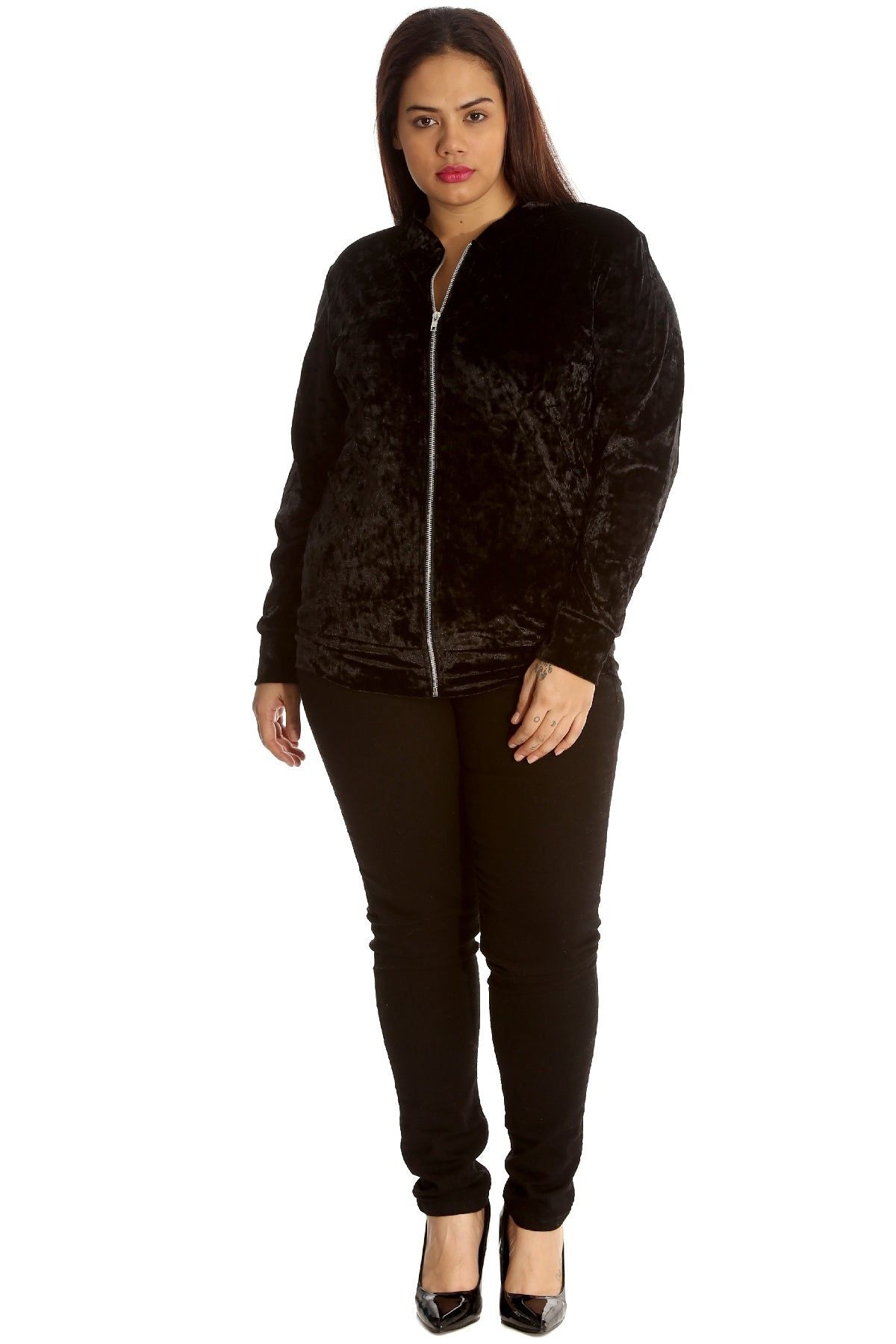 Long Sleeve Velour Velvet Bomber Jacket Jacket WearAll