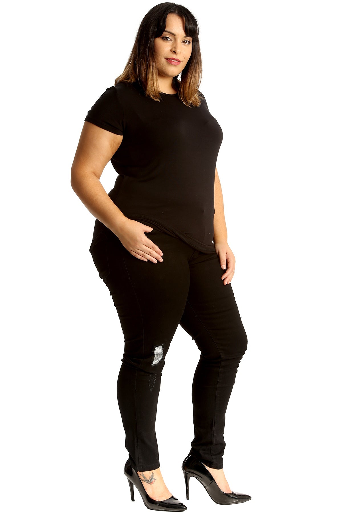 Silver Sequin Patched Ripped Jeans Jeans WearAll