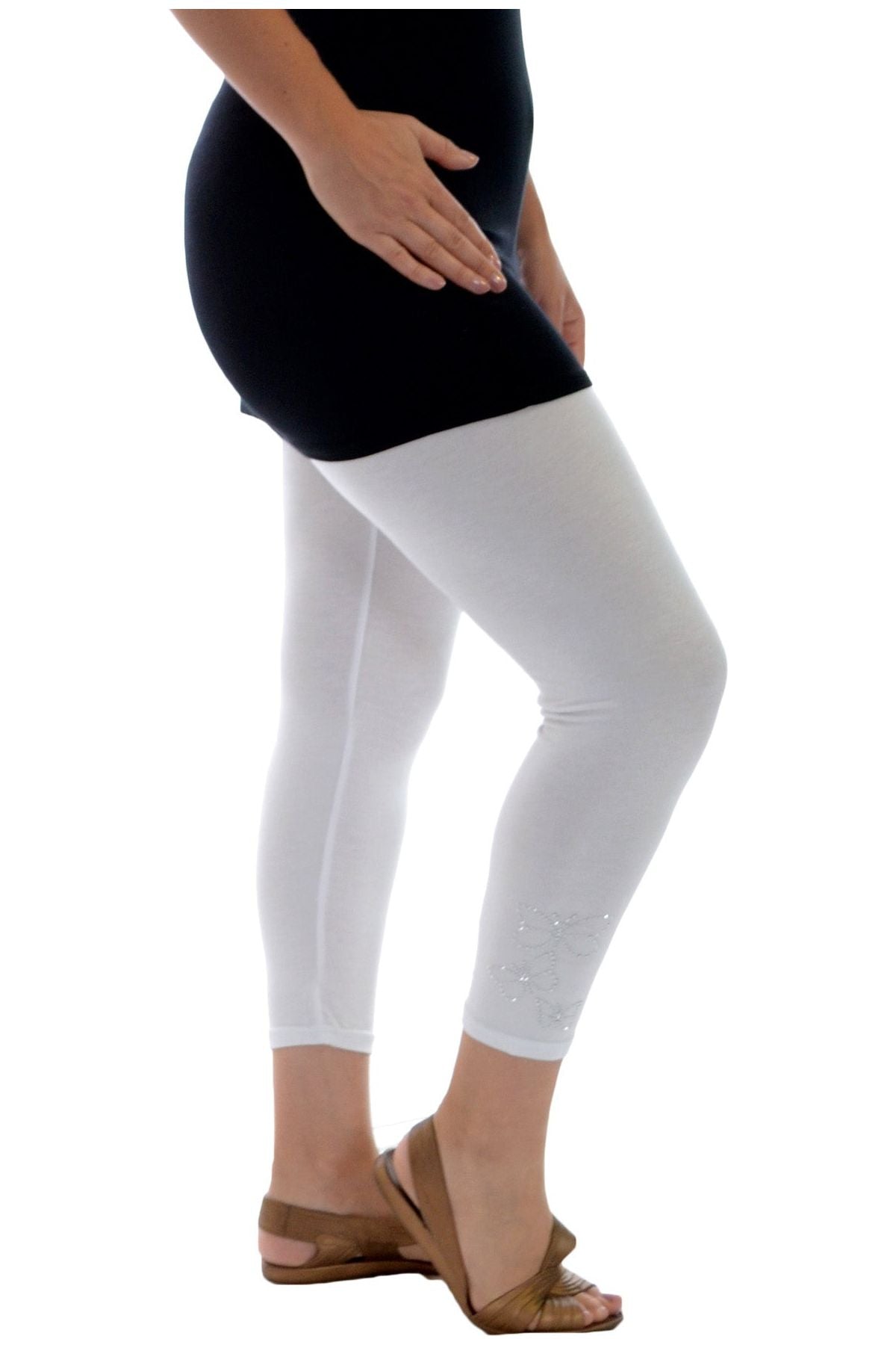 3/4 Butterfly Sequin Leggings Leggings WearAll