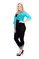 Plus SIze Sequin Lace Tie Up 3/4 Bell Crochet Top Tops WearAll