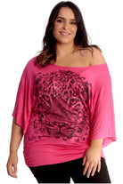 Tiger Print Glitter Batwing Top Tops WearAll