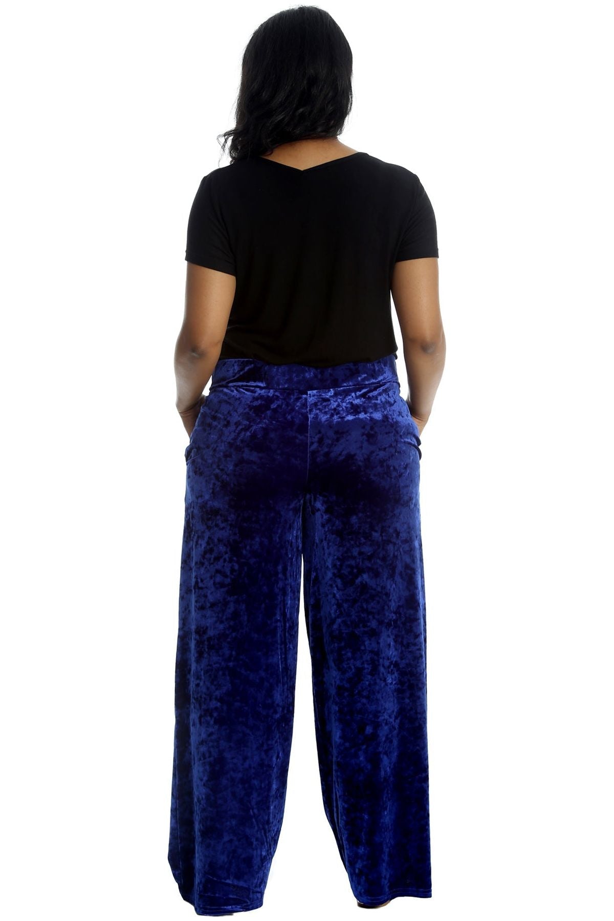 Velour Velvet Wide Flared Leg Pocket Palazzo Palazzo WearAll
