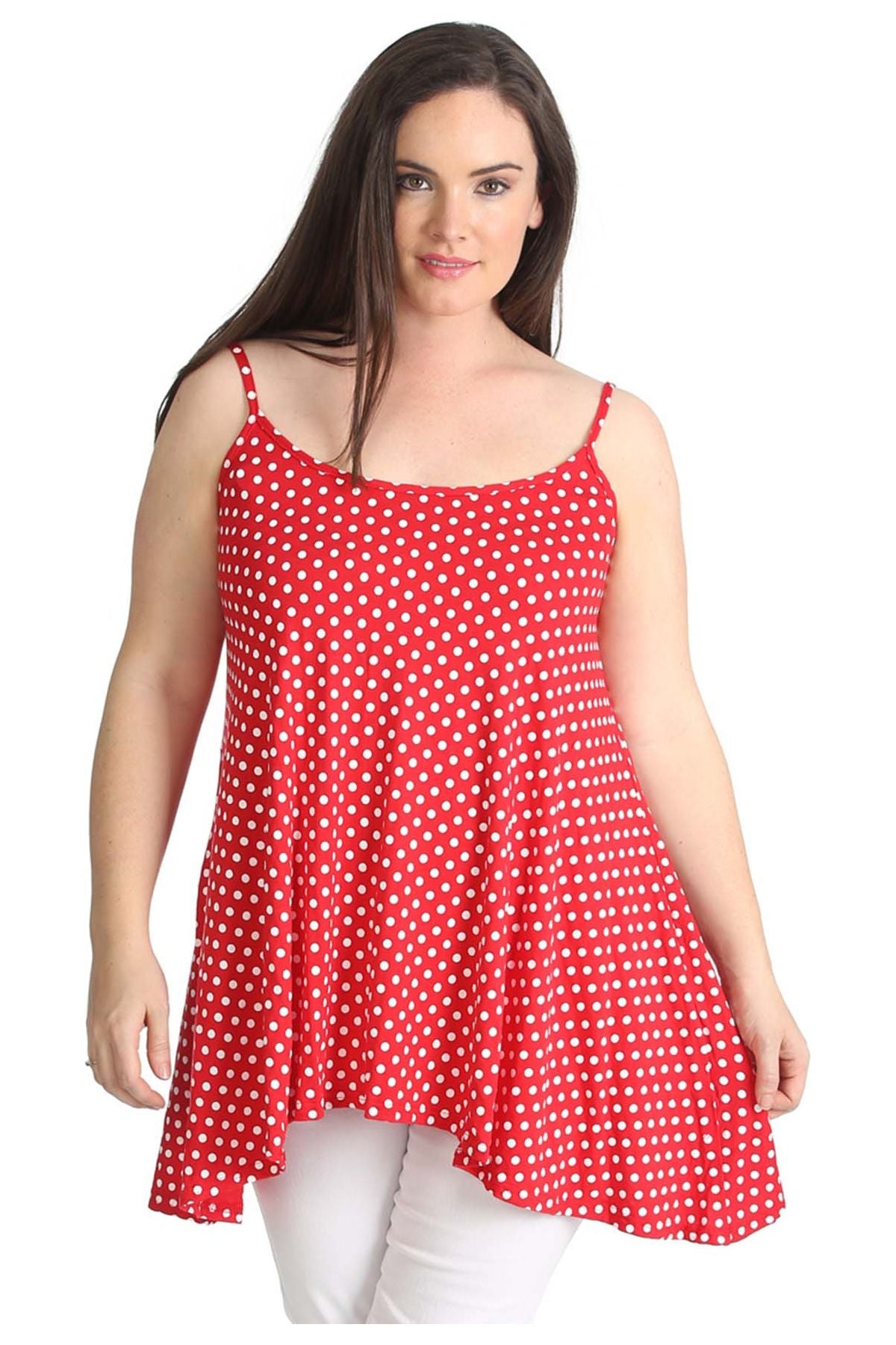 Black White Spot Print Strappy Dress Vest Top Dress WearAll Red 8-10