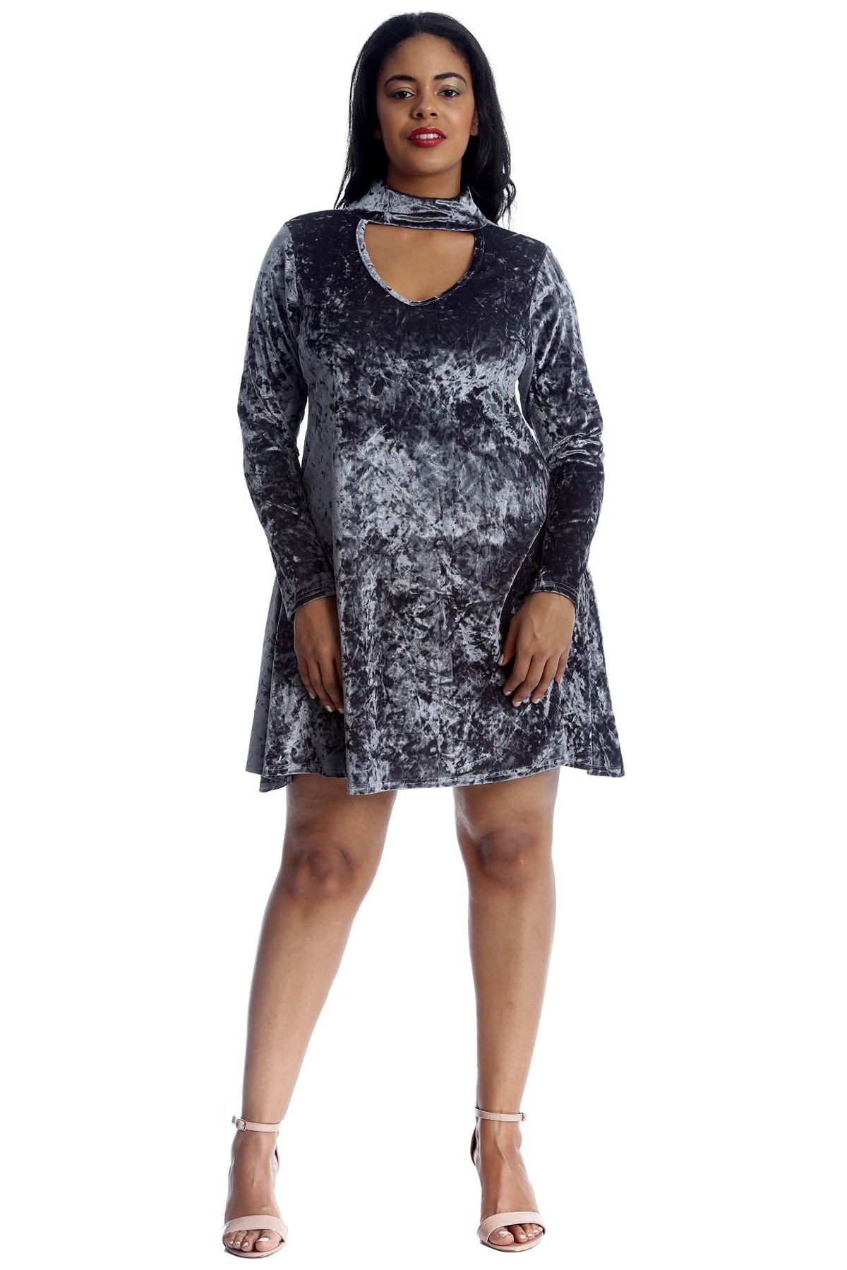 Plus Size Plain Velvet Swing Top Dress WearAll