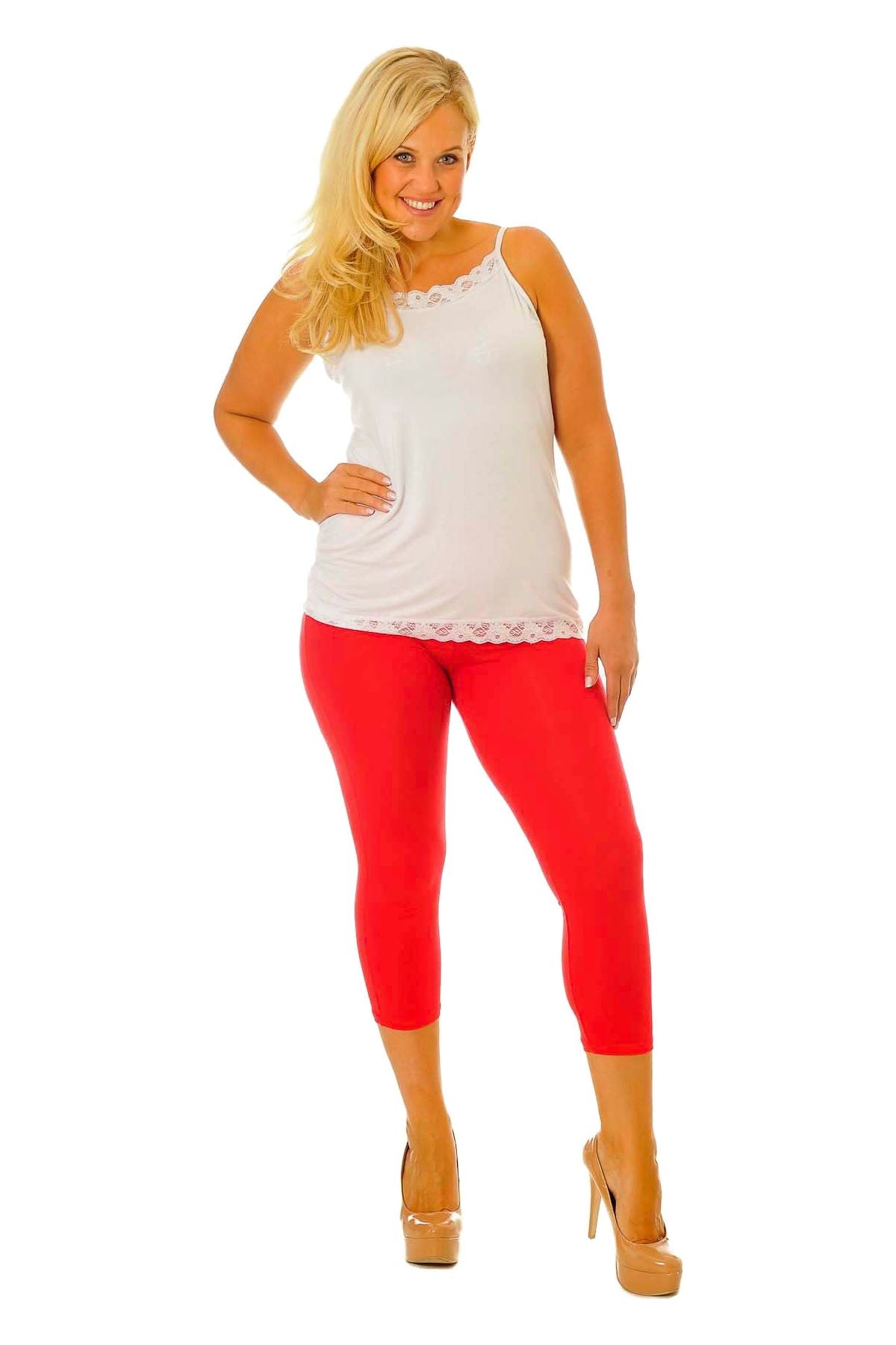 Plus Size 3/4 Length Cropped Leggings Leggings WearAll