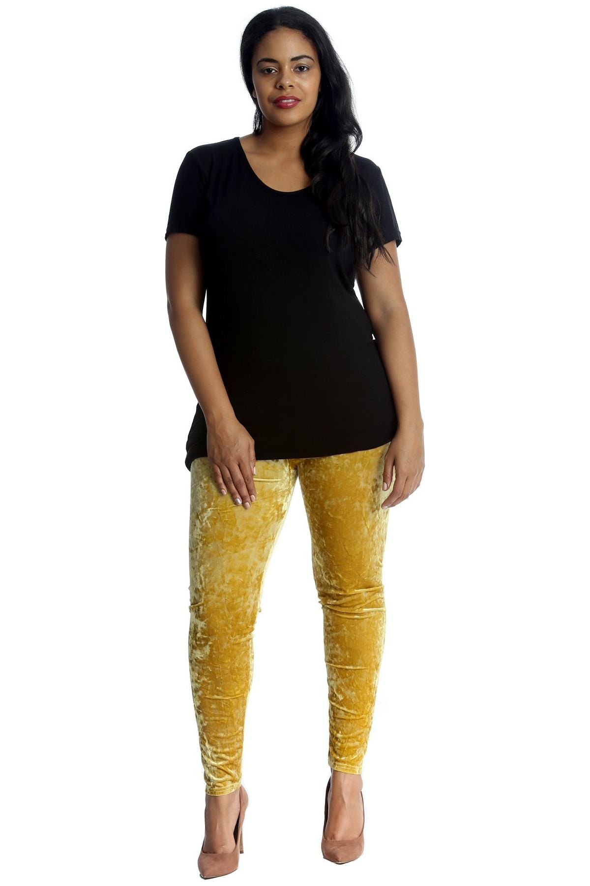 Full Length Crushed Velour Velvet Leggings Leggings WearAll