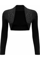 Long Sleeve Beaded Bolero Shrug Tops WearAll Black 8-10