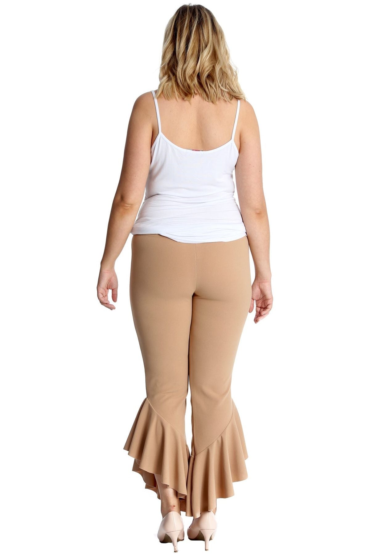 Frill Asymmetric Hem Plain Trousers Trousers WearAll