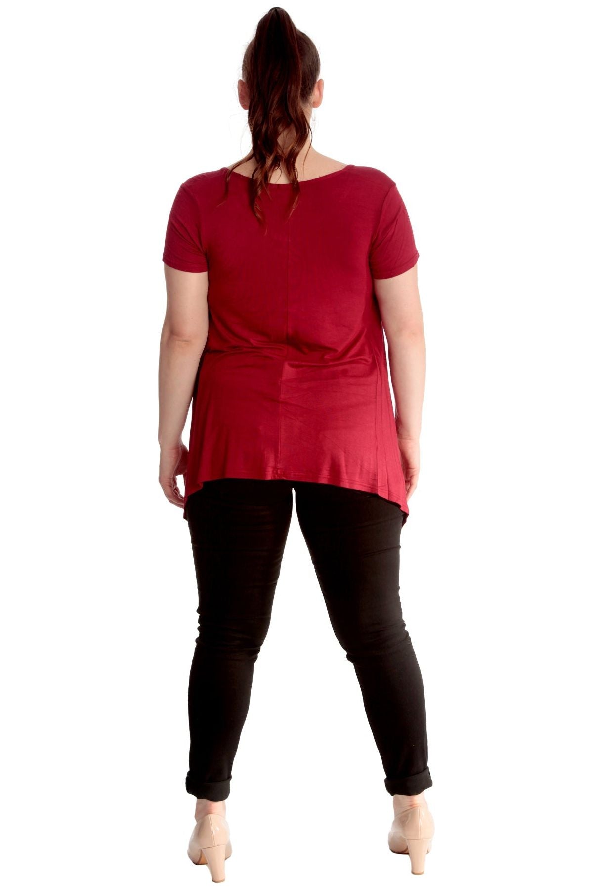 Leopard Print Hanky Hem Short Sleeve Top