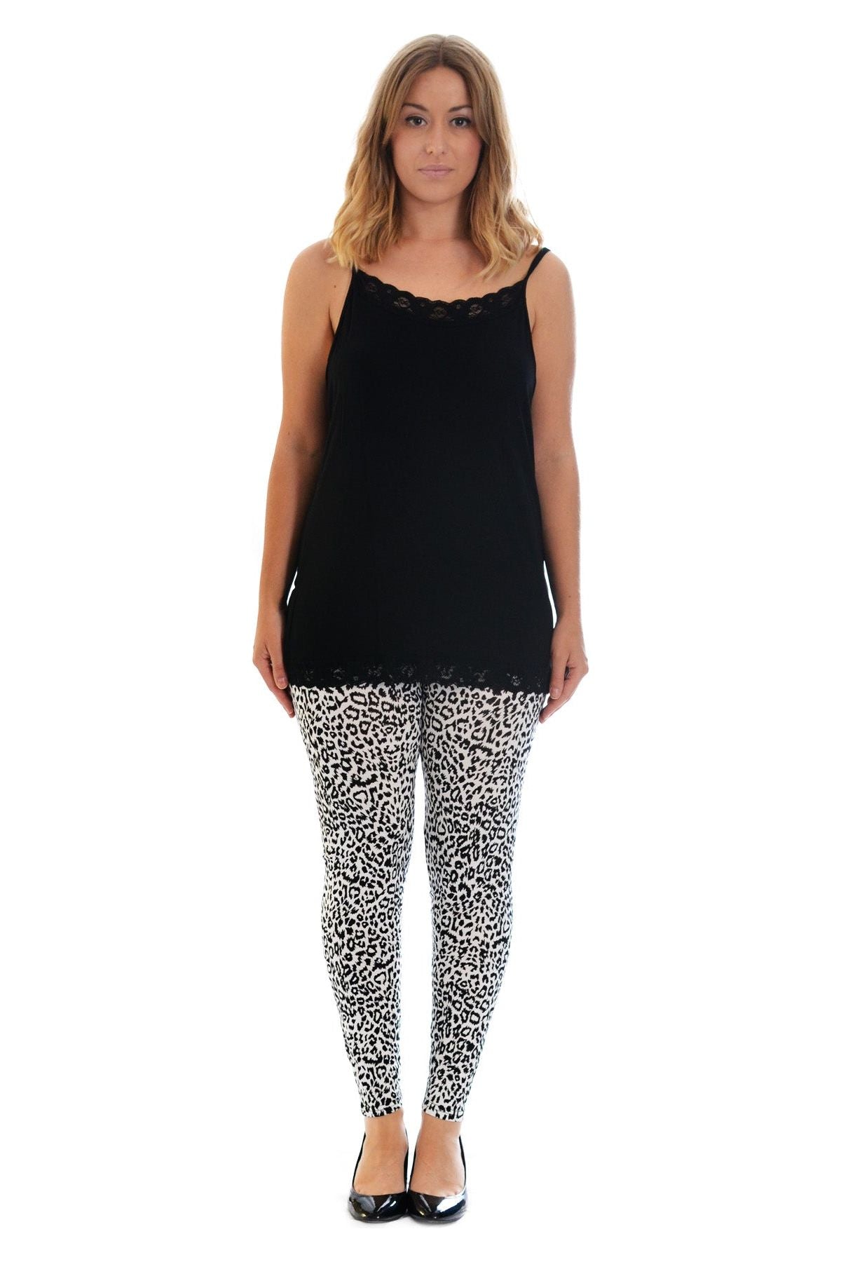 Black White Animal Print Leggings Leggings WearAll