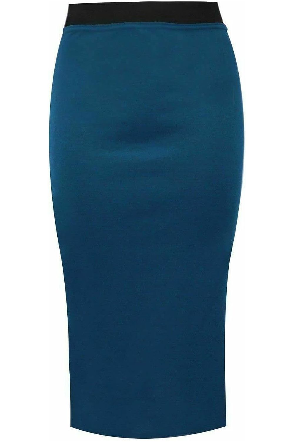 Plus Size Plain Stretch Pencil Midi Skirt