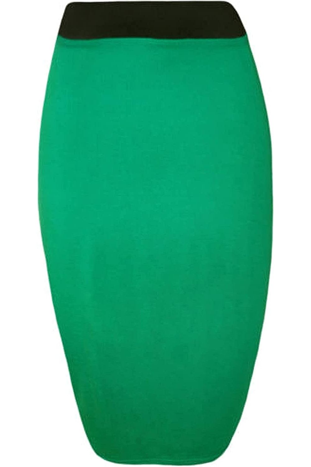 Plain Stretch Pencil Midi Skirt Apparel & Accessories WearAll Jade Green 8-10