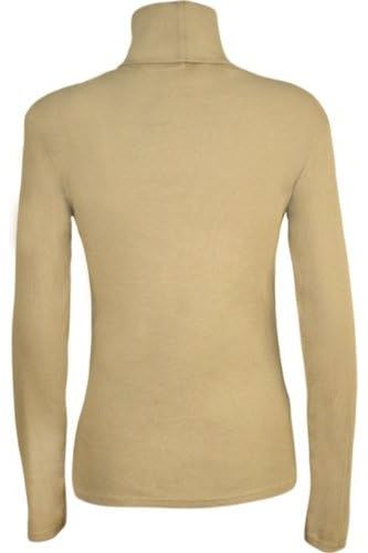 Ribbed Stretch Polo Neck Top Tops WearAll Beige 8-10