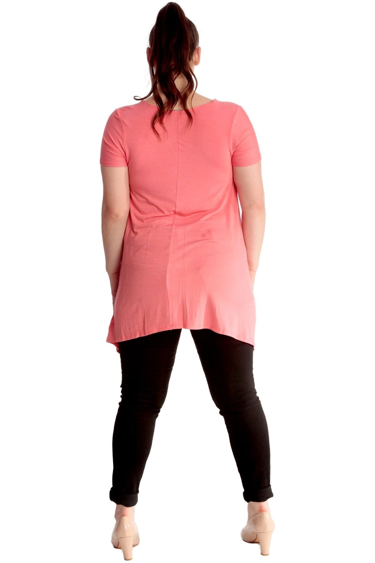 Leopard Print Hanky Hem Short Sleeve Top