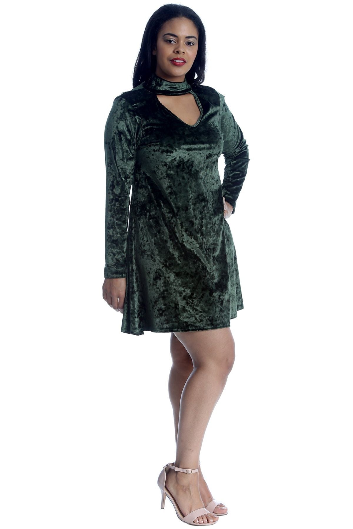 Plus Size Plain Velvet Swing Top Dress WearAll