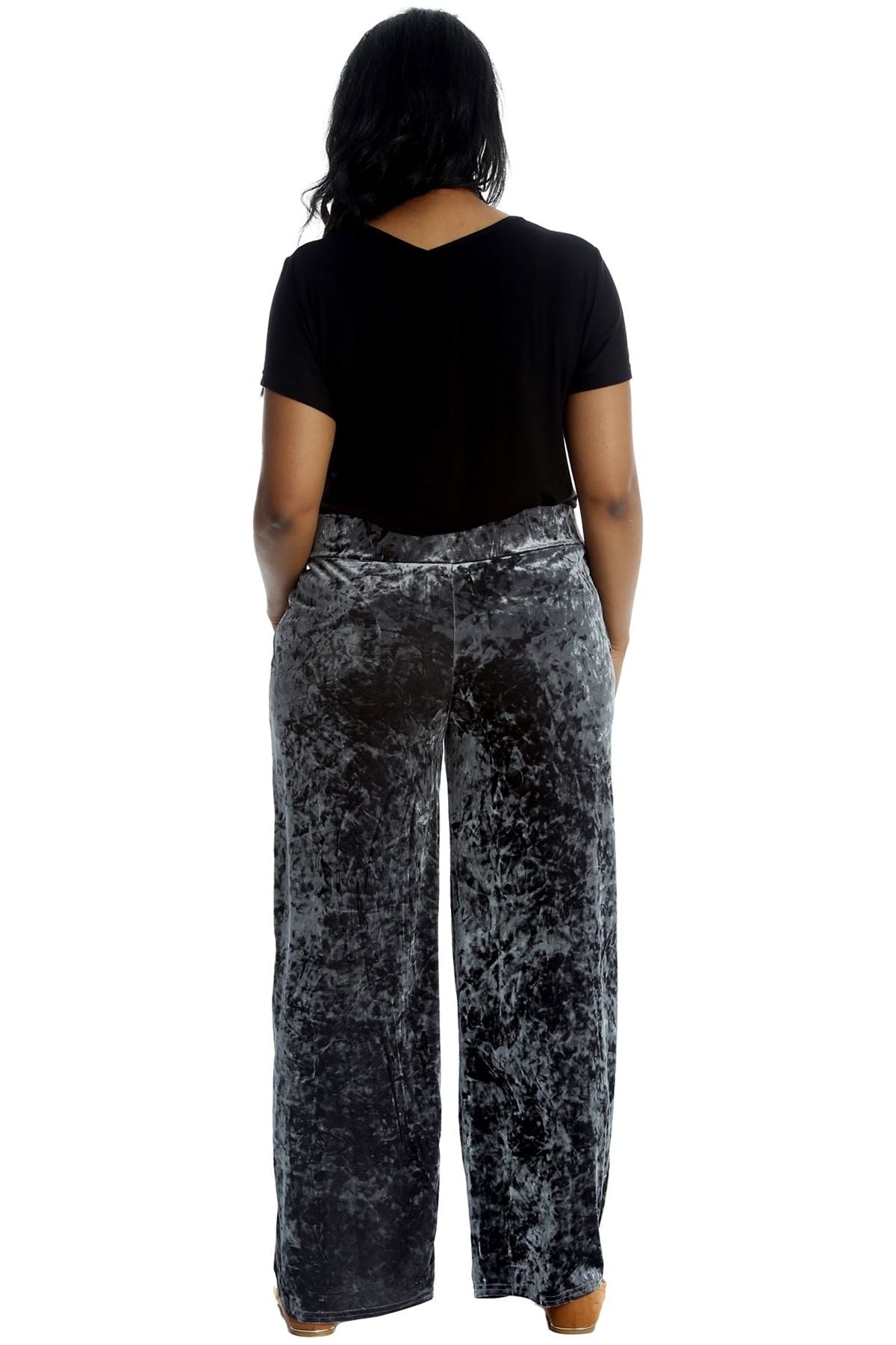 Velour Velvet Wide Flared Leg Pocket Palazzo Palazzo WearAll