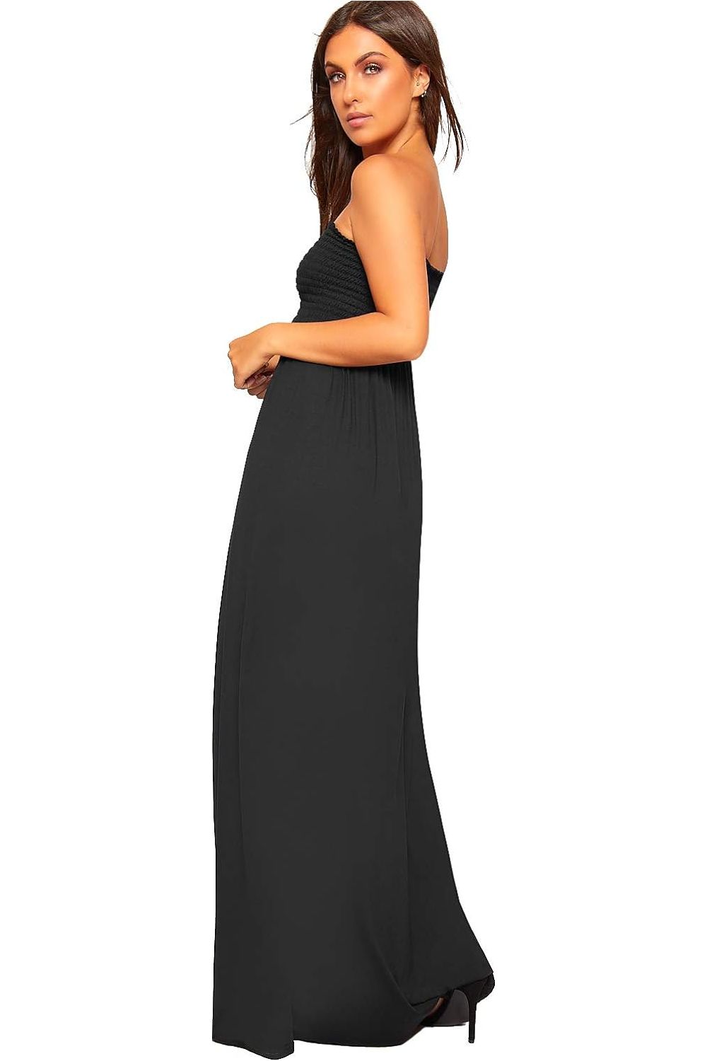 Plus Size Strapless Sheering Maxi Dress Maxi Cardigan WearAll