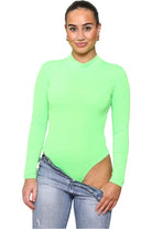 Plain Neon Long sleeve Turtleneck Bodysuit Bodysuit WearAll Neon Green 12-14