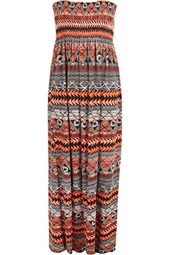 Tie Dye Aztec Print Strapless Sheering Maxi Maxi Cardigan WearAll Orange Black 8-10