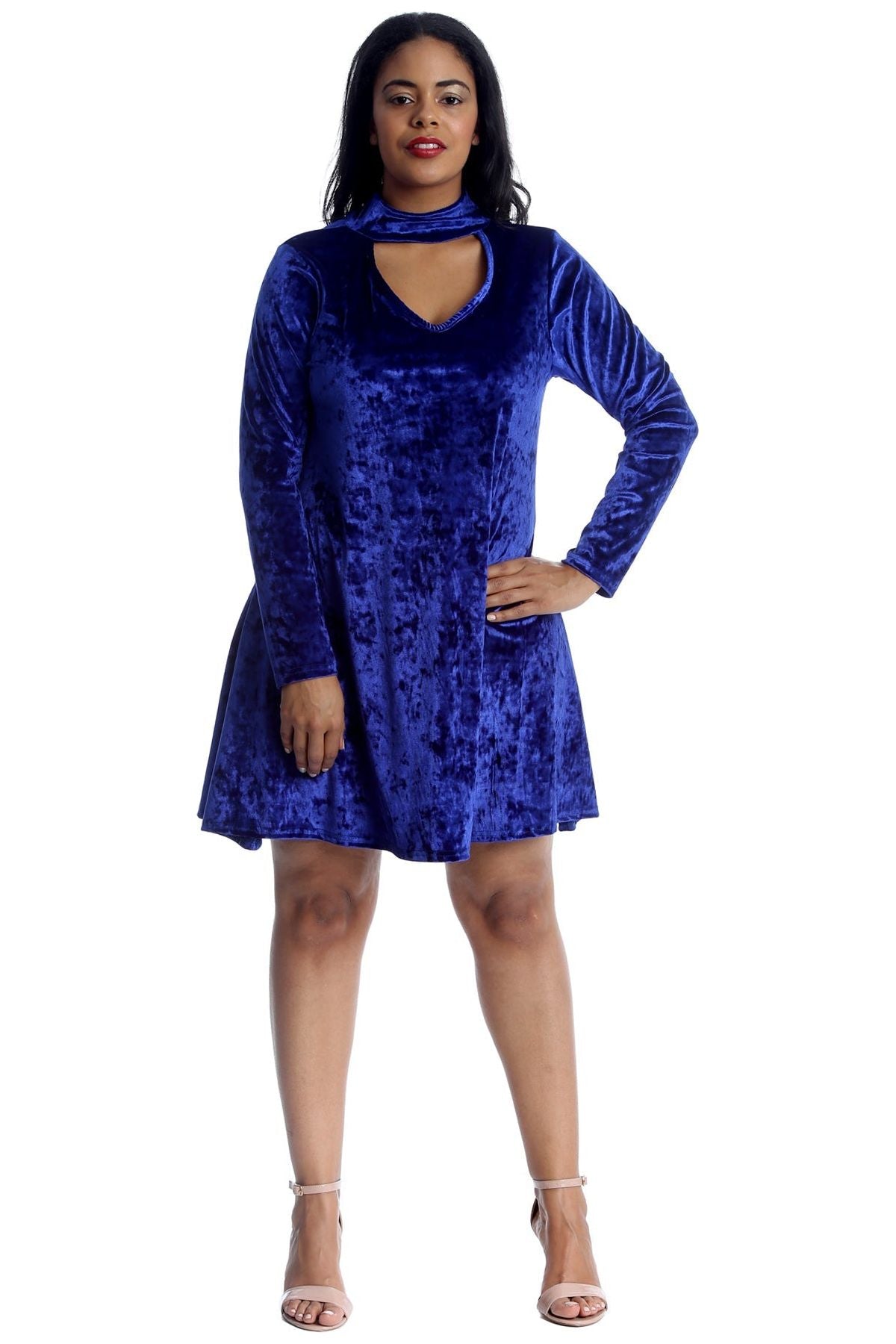 Plus Size Plain Velvet Swing Top Dress WearAll