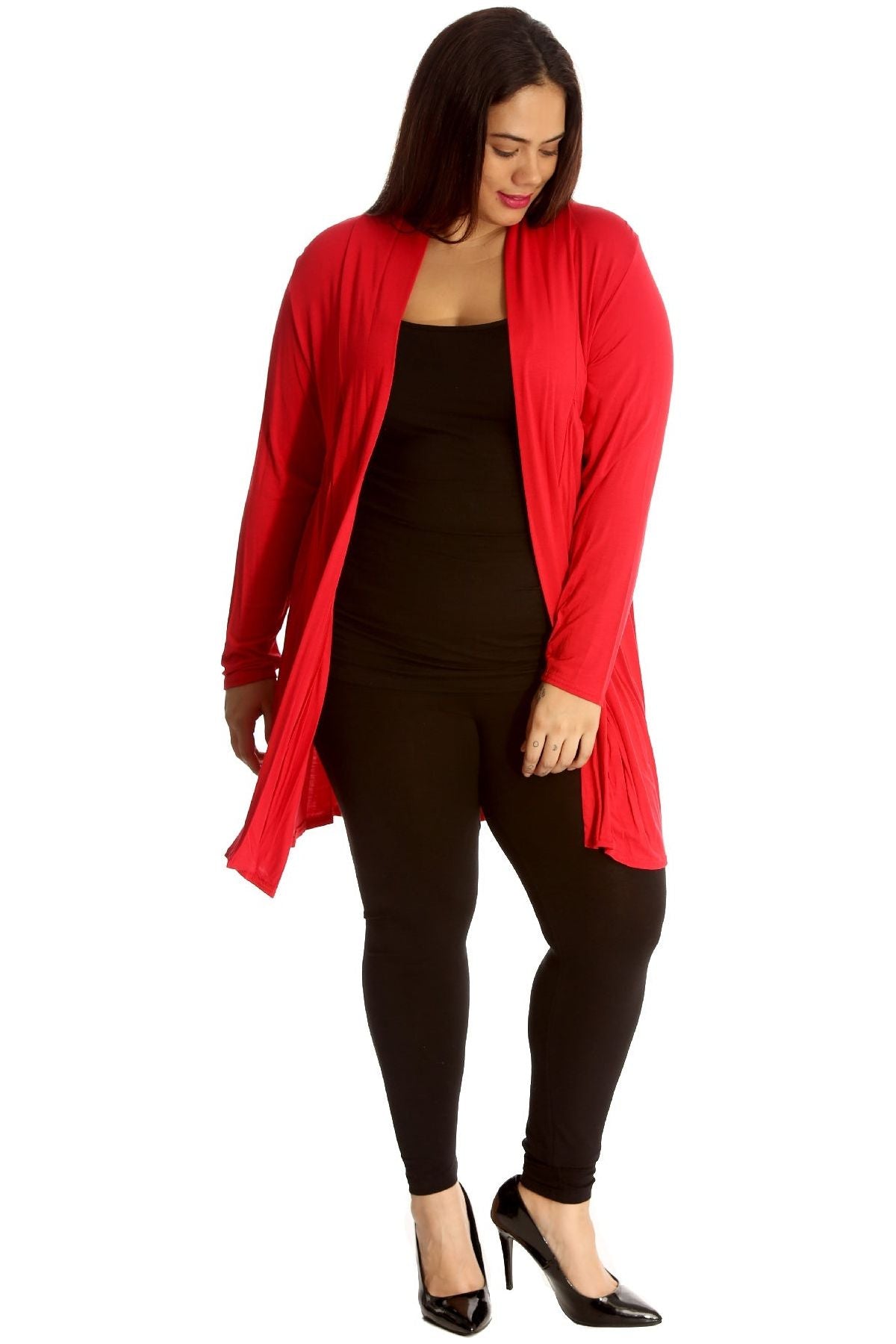 Plus Size Lace Back Open Pleated Cardigan Maxi Cardigan WearAll