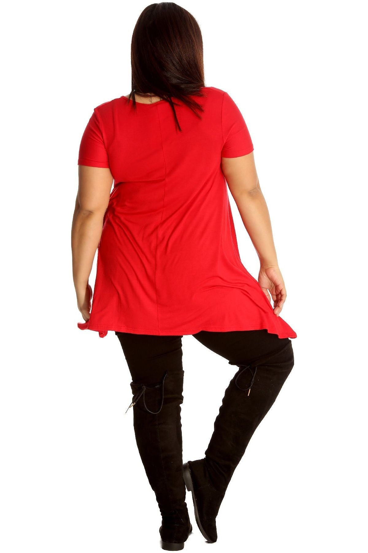 Rudolph on Wall Print Hanky Hem Short Sleeve Top Apparel & Accessories WearAll