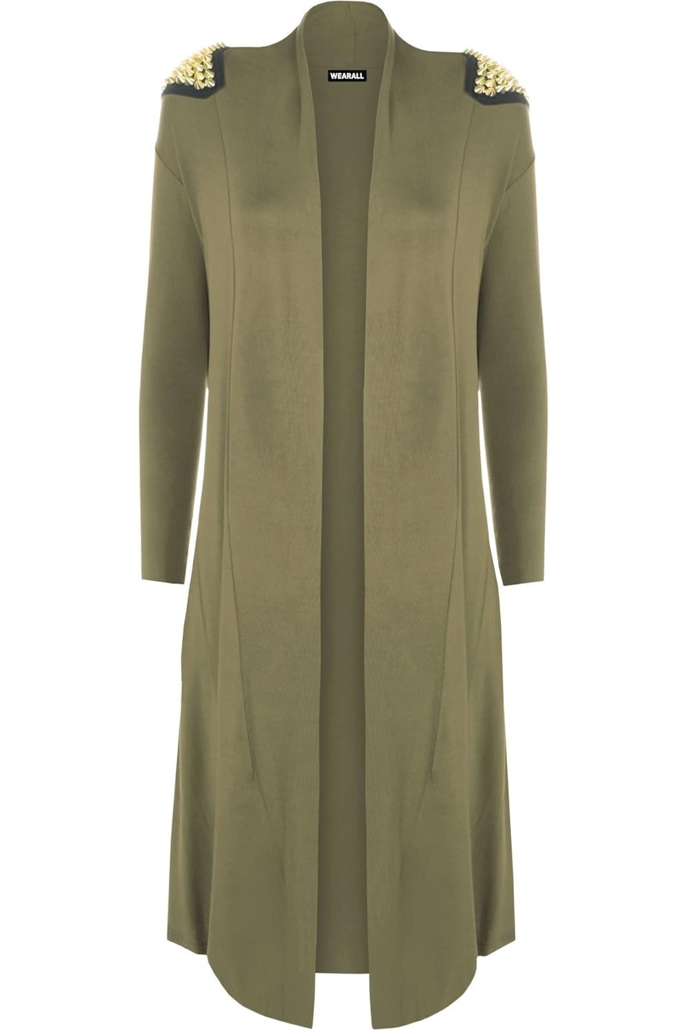 Plus Size Long Sleeve Spike Maxi Cardigan Maxi Cardigan WearAll Green 16-18