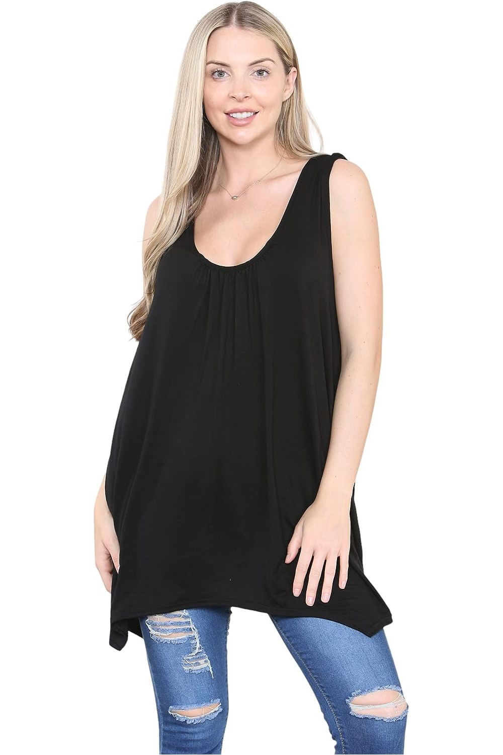 Sleeveless Hanky Hem Vest Top Apparel & Accessories WearAll
