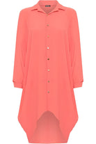 Plus Size Long Sleeve Hi Lo Button Collar Dress Dress WearAll