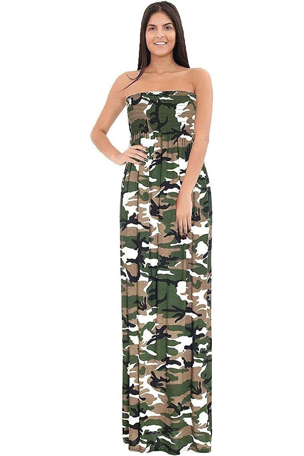 Camouflage Strapless Sheering Maxi Maxi Cardigan WearAll Camouflage 8-10